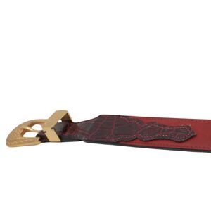 Vintage Gotcha Covered USA Leather Coin Concho Belt Croc Embossed 33”